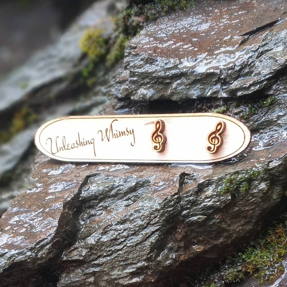 Wooden Treble Clef Earrings ~ Music Earrings - Picture 2 of 3